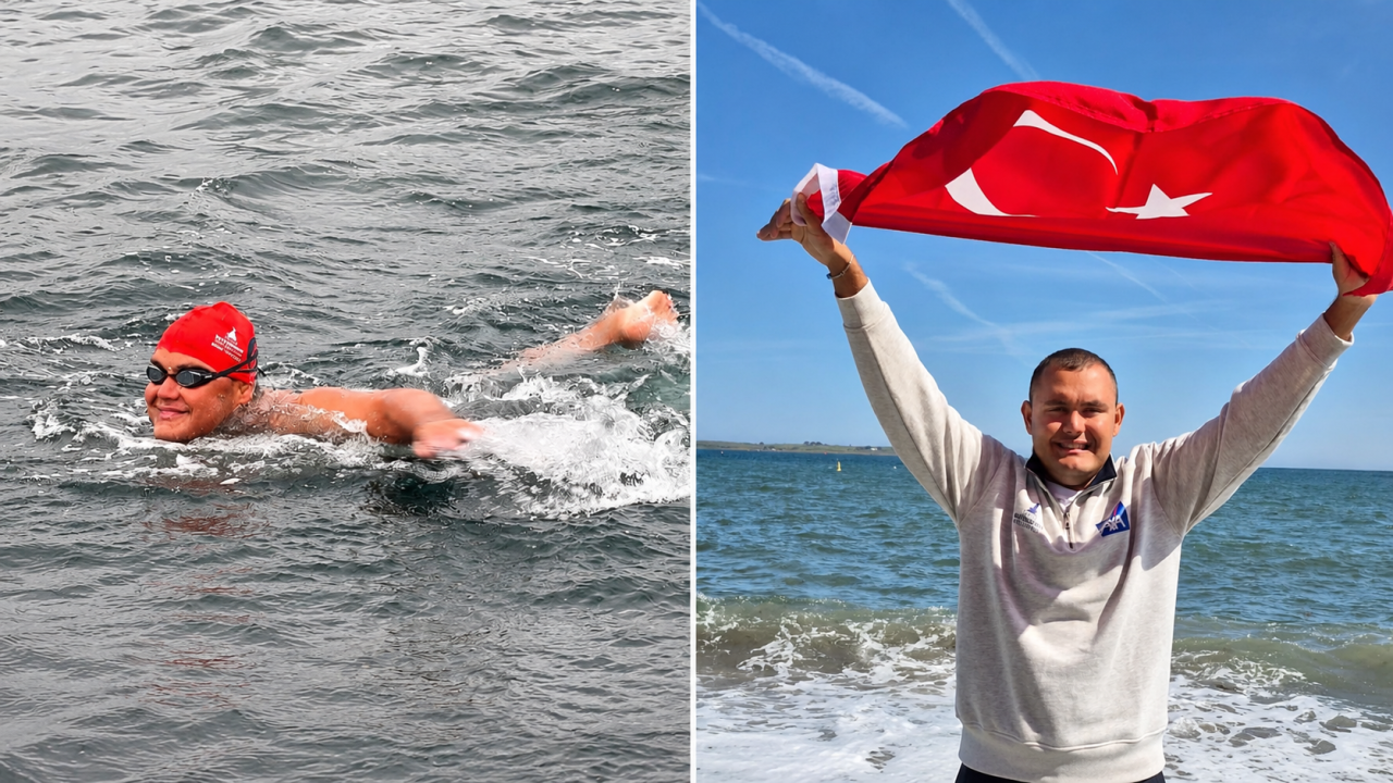 Otizmli milli yüzücü Tuna Tunca'dan Okyanus Yedilisi hedefinde tarihi başarı: 16 saat kulaç attı