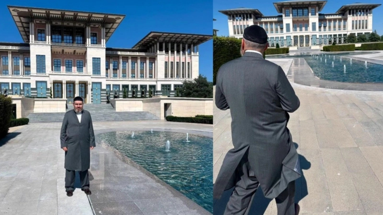 Menzil tarikatının liderinin oğlu Beştepe'de: Havuz başında poz verdi