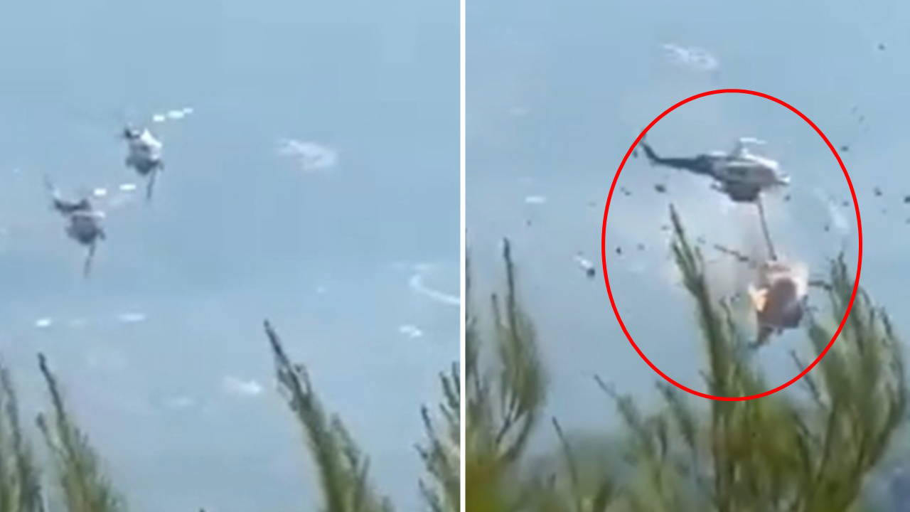 Atina’da yangına müdahale eden iki helikopter havada çarpıştı!