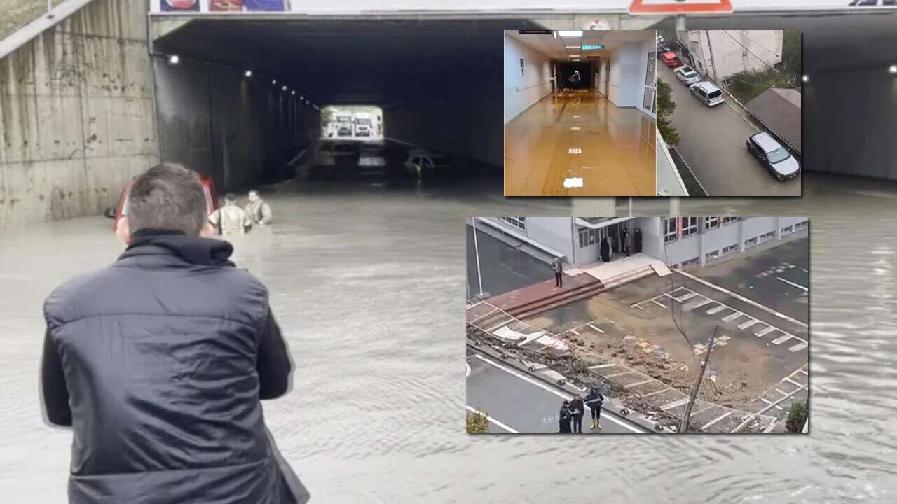 İstanbul sele teslim, hayat felç: Alt geçitte mahsur kadılar, hastaneyi su bastı, okul duvarı çöktü!