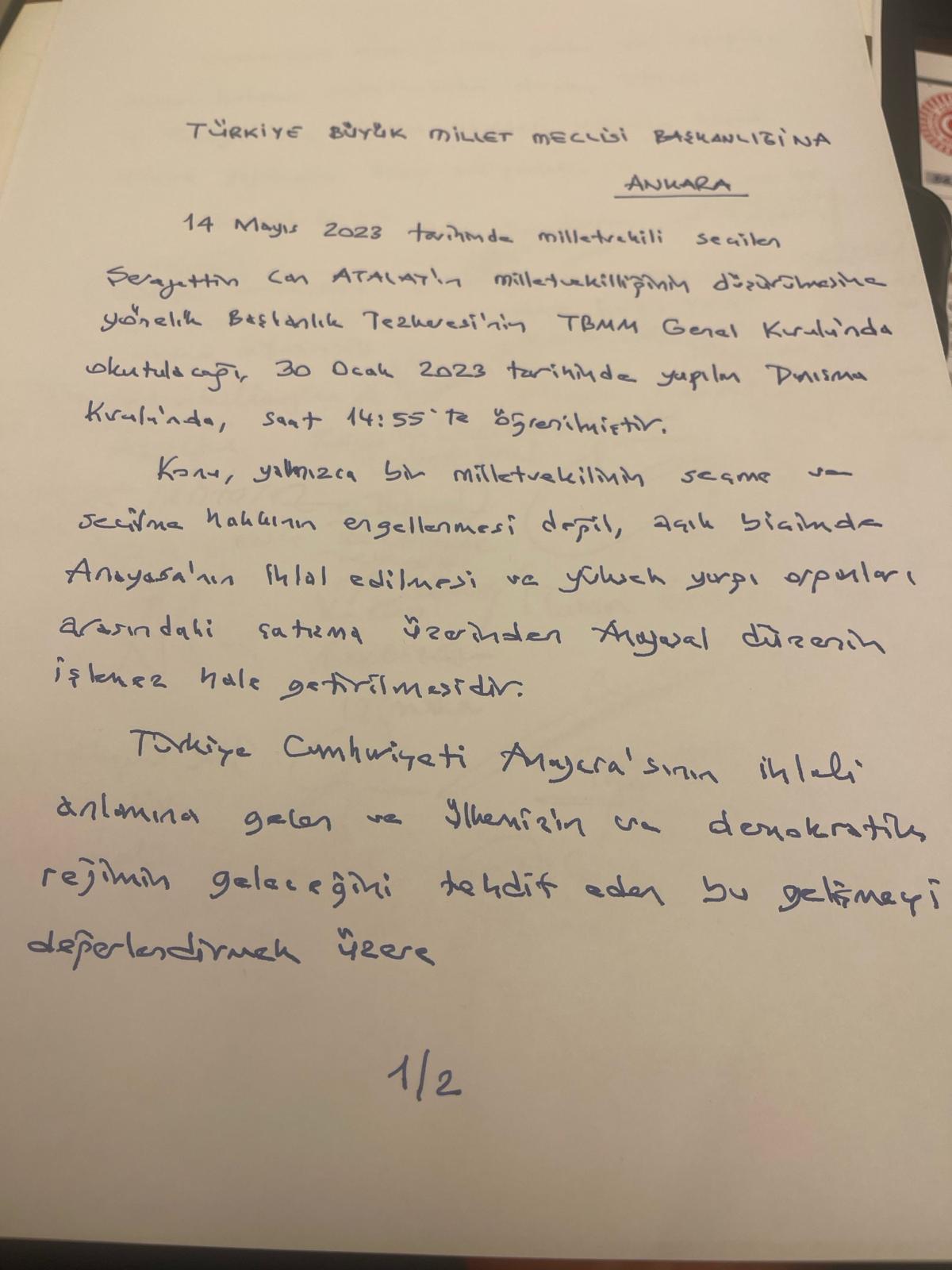 TBMM toplandı: Can Atalay'ın milletvekilliği düşürülecek