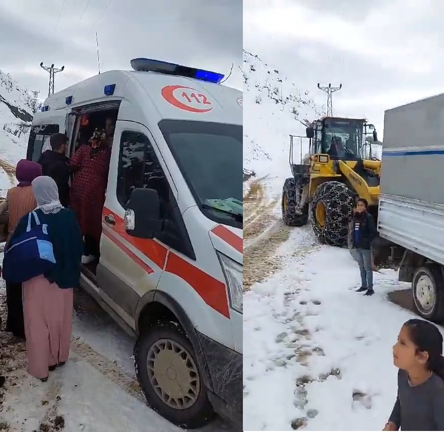 Kardan yolu kapanan köyde rahatsızlanan 40 günlük bebek için ekipler seferber oldu