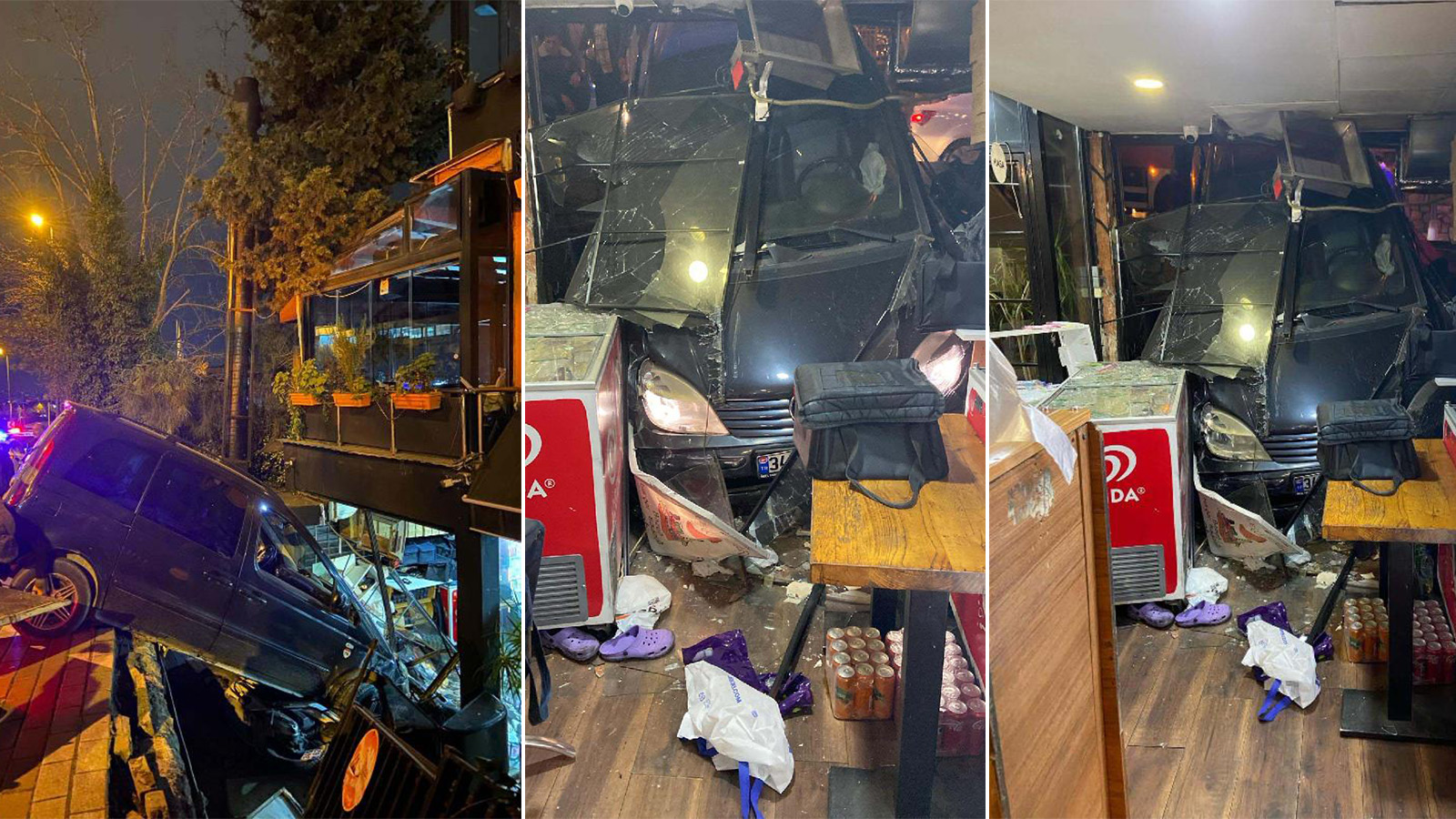 Üsküdar'da restorana giren araç kazası: 2 Yaralı