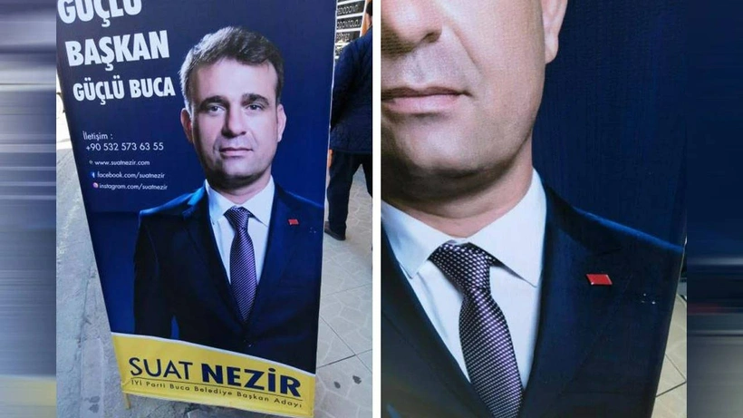Seçim afişlerinde İYİ Parti adayının CHP rozetli fotoğrafları kullanıldı