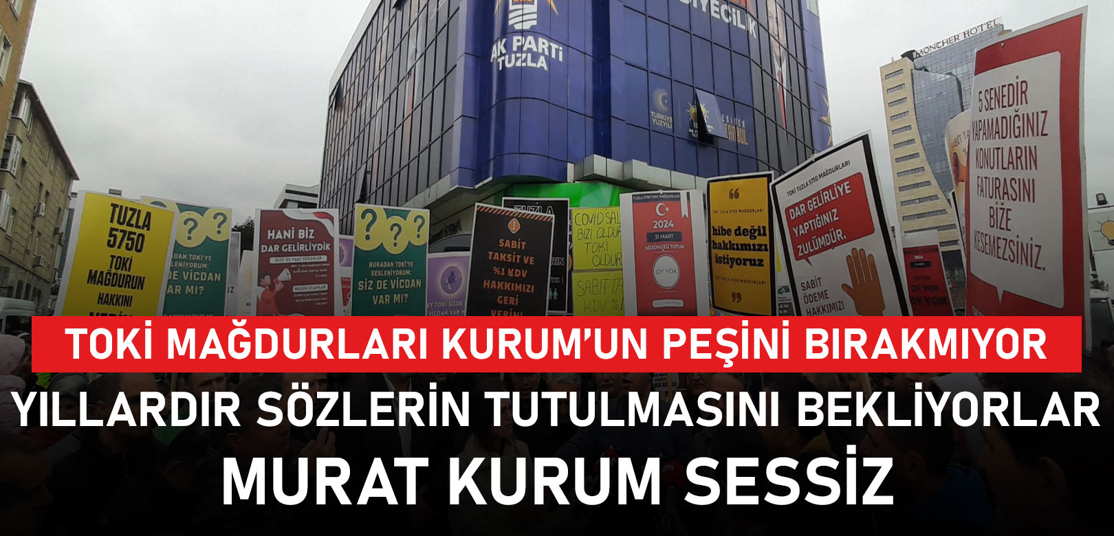 TOKİ mağdurlarından AKP ilçe binasında eylem: Murat Kurum verdiği sözü tutmadı
