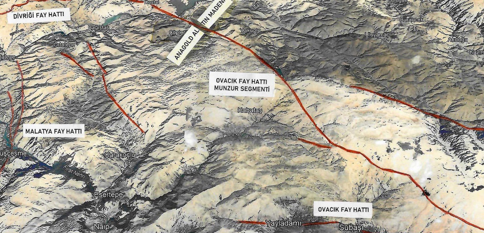 MTA, Anagold'un maden sahasından geçen Munzur segmentini fay haritasından sildi