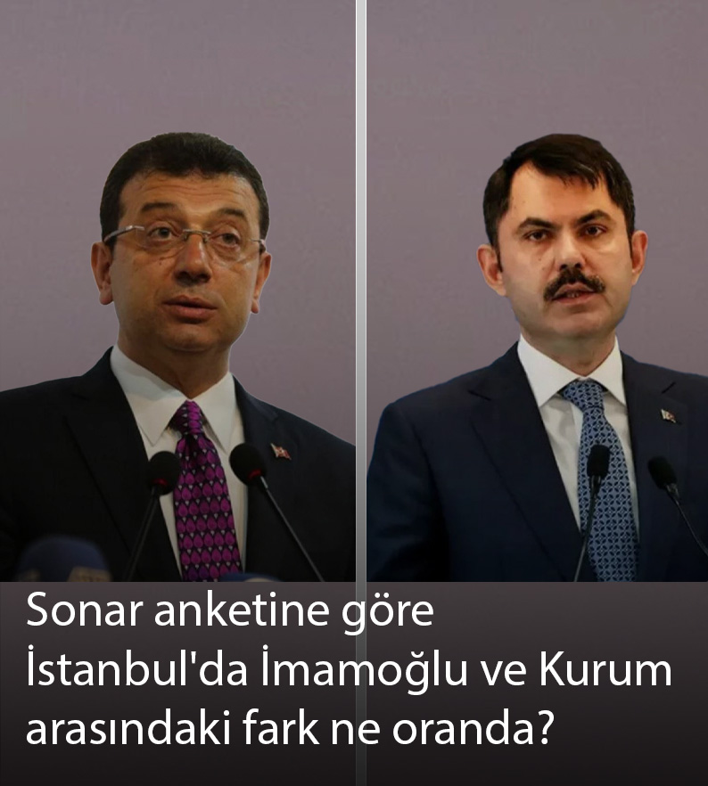 Sonar'ın son anketine göre İstanbul'da İmamoğlu ve Kurum arasındaki fark ne oranda?