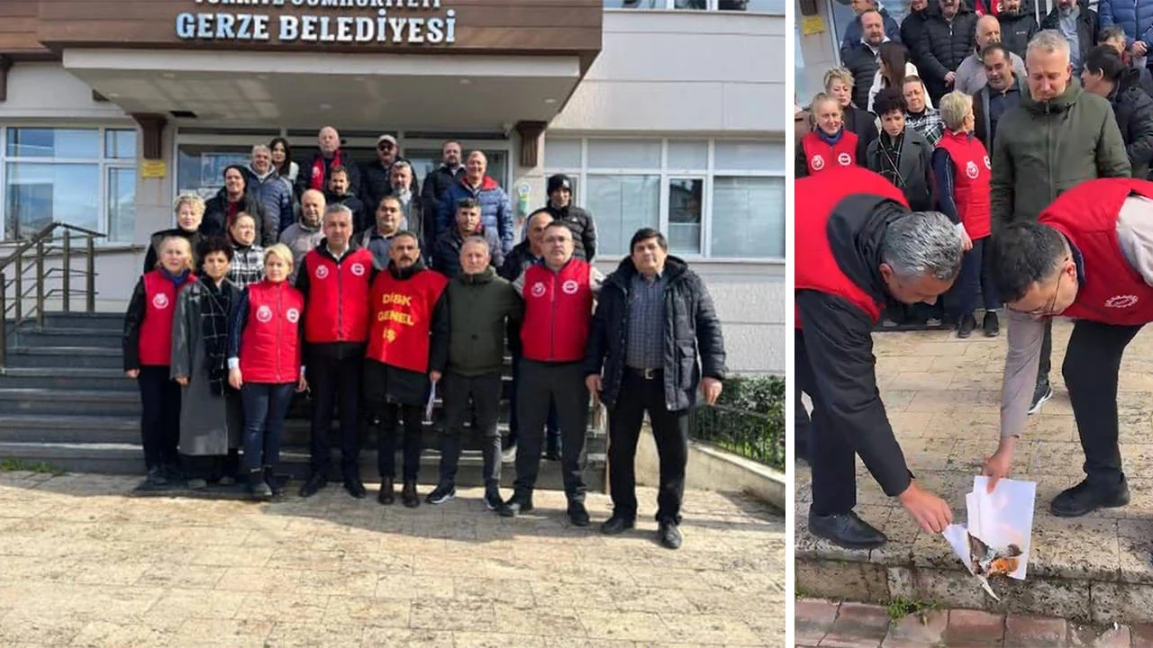 Gerze Belediyesi işçilerinden eylem
