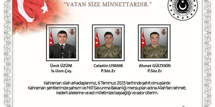 Metan gazından etkilenerek şehit olan 3 askerin daha kimliği açıklandı