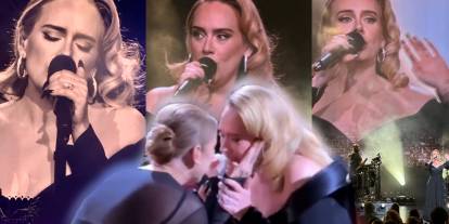 Adele, konserinde Celine Dion ile duygusal anlar yaşadı