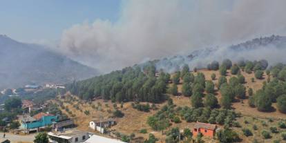 Aydın'ın Efeler ilçesinde makilik yangını, yerleşim birimleri tahliye ediliyor