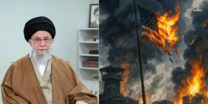 Hamaney'den saldırı sonrası 'yanan ABD bayraklı' paylaşımı: Hiçbir tacize boyun eğmeyiz