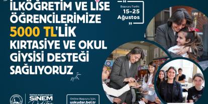 Üsküdar Belediyesi’nden öğrencilere 5 bin lira destek