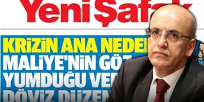 Yeni Şafak yine manşetten Mehmet Şimşek'e yüklendi