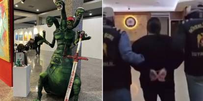 "Dört başlı canavar" heykeline soruşturma: 2 kişi gözaltına alındı