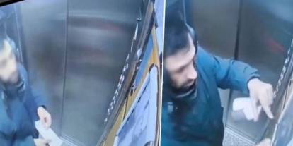 Ümraniye'de skandal görüntüler: Atatürk portresine tükürüp çöpe attı